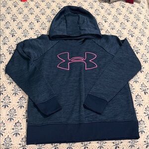 Under Armour Coldgear Navy Hoodie with Pink Logo